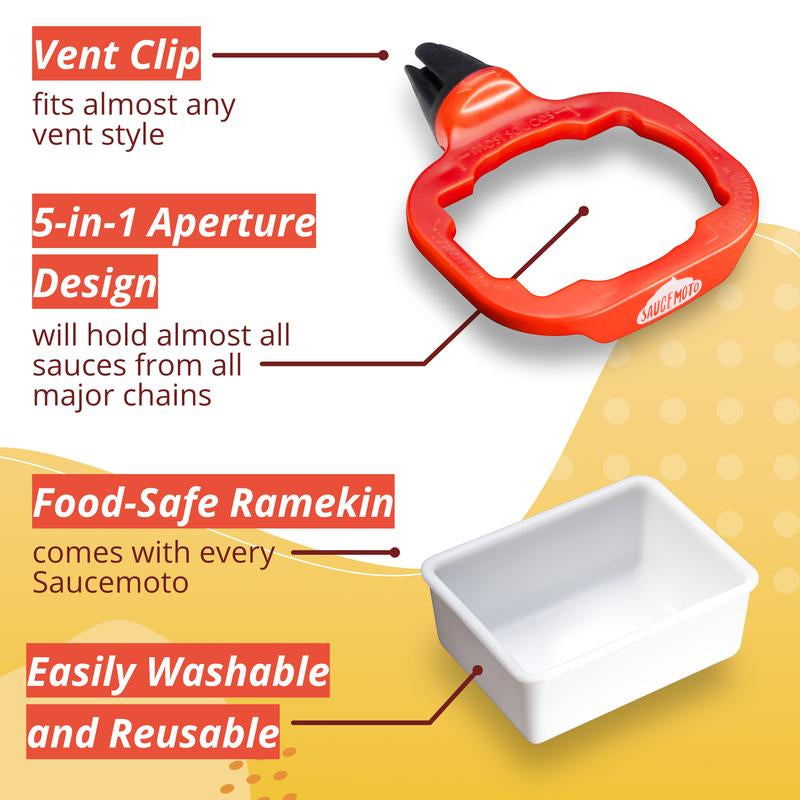 Saucemoto Dip Clip | Vehicle Sauce Holder / 2-Pack