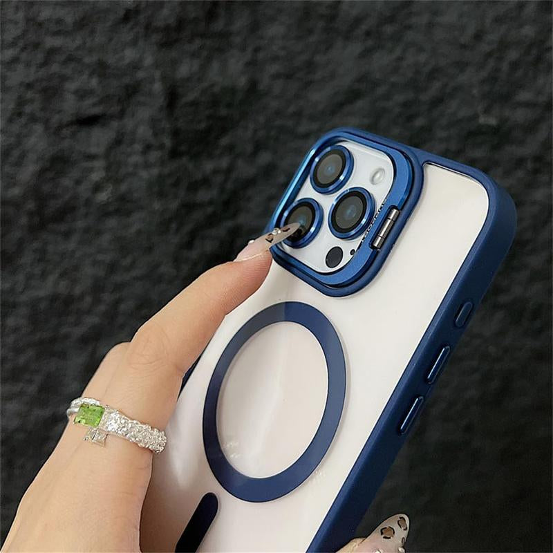 Clear Magnetic Case for Iphone 16 Pro Max 15 14 13 12 Pro Max with Camera Kickstand Compatible with Magsafe Military-Shockproof Protective Back Cover Drop Protection