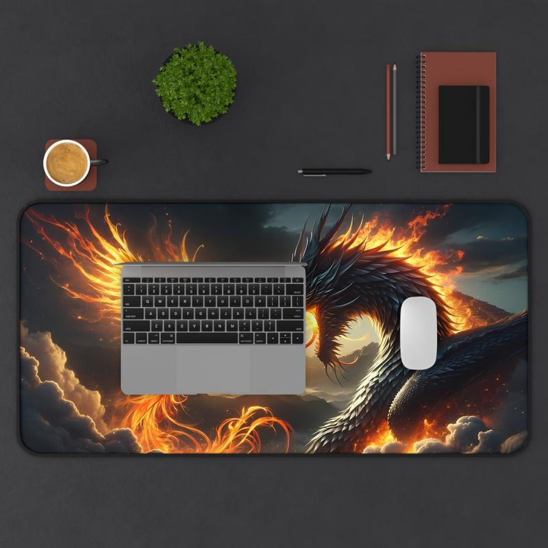 Dragon Phoenix Epic Battle - Large Gaming Desk Mat