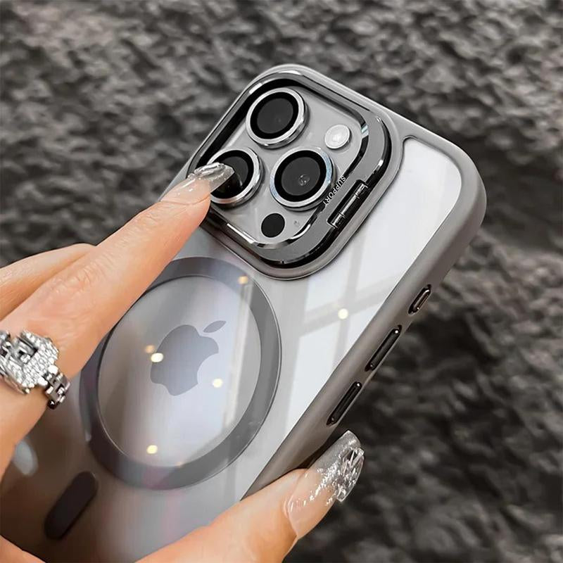 Clear Magnetic Case for Iphone 16 Pro Max 15 14 13 12 Pro Max with Camera Kickstand Compatible with Magsafe Military-Shockproof Protective Back Cover Drop Protection