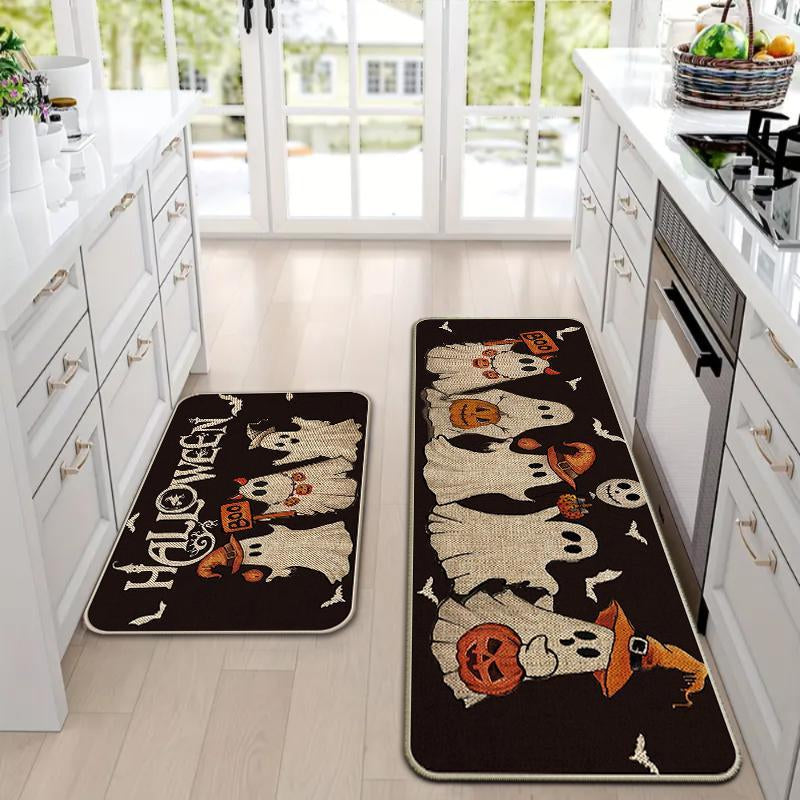 Halloween Themed Kitchen Mat Set, 2 Counts/Set Non-Slip Soft Floor Mat, Halloween Rug Set, Decorative Carpet for Home Kitchen Living Room Bedroom
