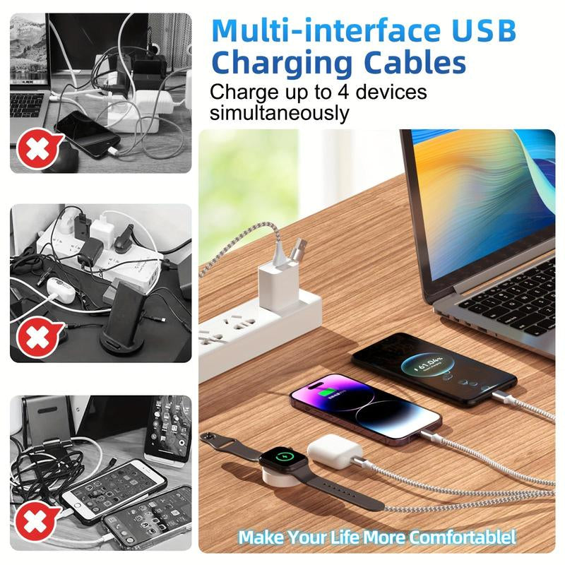 6 in 1 Charging Cable, Nylon Braided Charging Cable, Multifunctional Charging Cable, Phone Accessories