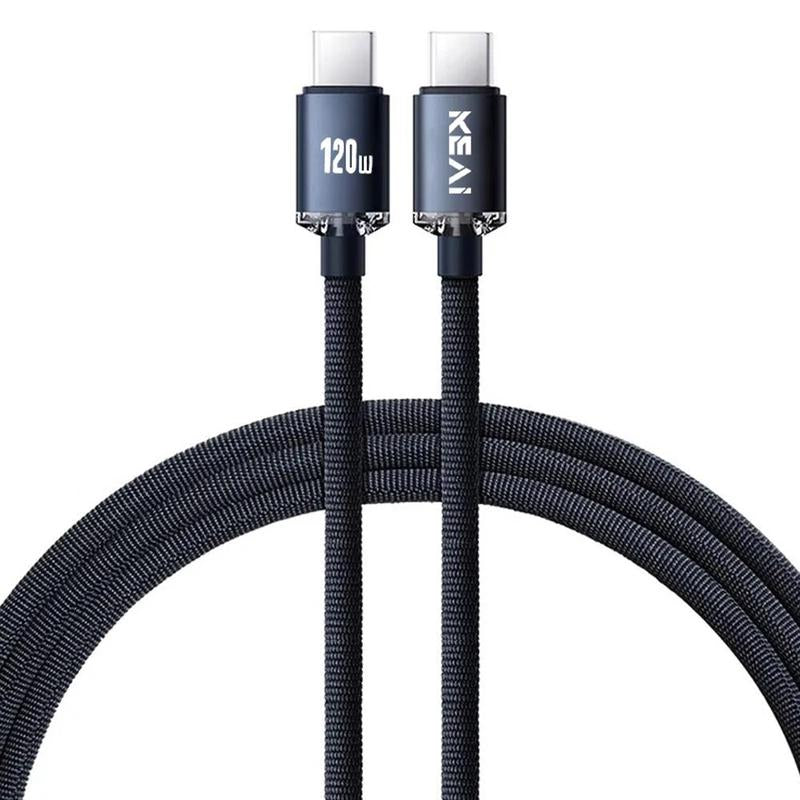 120W 6A Type-C to Type-C Fast Charging Data Cable, 1 Count Nylon Braided PD Cable, Phone Data Cable Compatible with Smartphone, Typec Fast Charging
