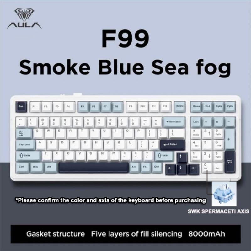 AULA F99 Wireless Keyboard, 3 Modes 2.4G Wireless Bluetooth-Compatible Mechanical Gaming Keyboard, RGB Backlight Keyboard for Office Gaming