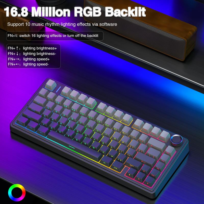 AULA F75 Pro Mechanical Keyboard RGB Backlit 2.4G Wireless Bluetooth Gaming Keyboard for Gamers Gaming PC Accessories Gasket Custom Creamy Keyboard