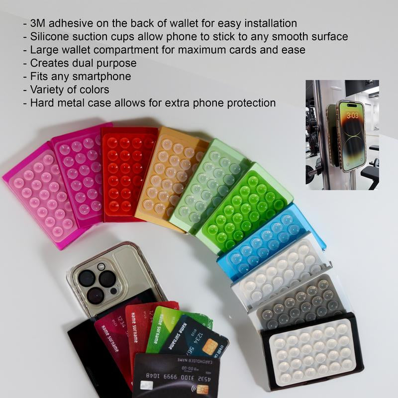 WALLIT! the Phone Wallet You Can Stick to the Wall! LIGHT PINK Silicone Suction Cup Phone Wallet| Phone Case