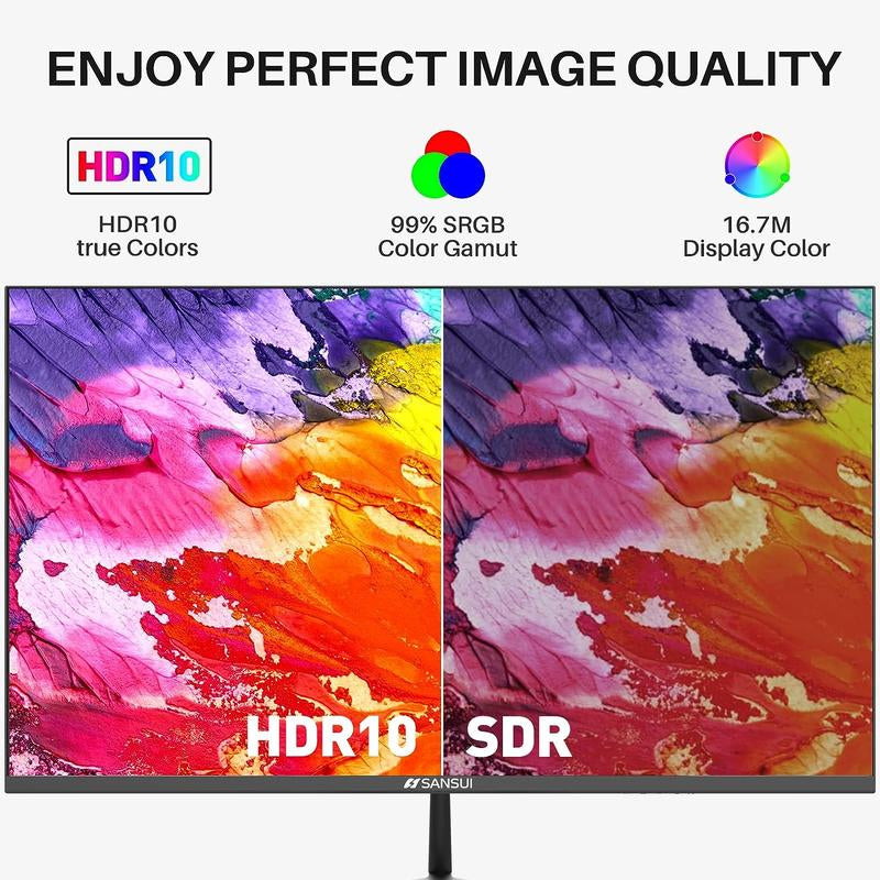 Sansui 22/24/27 Inch 75Hz/75Hz/100Hz IPS FHD DP/HDMI/VGA Monitors for Working and Gaming(Hdmi Cable Included)