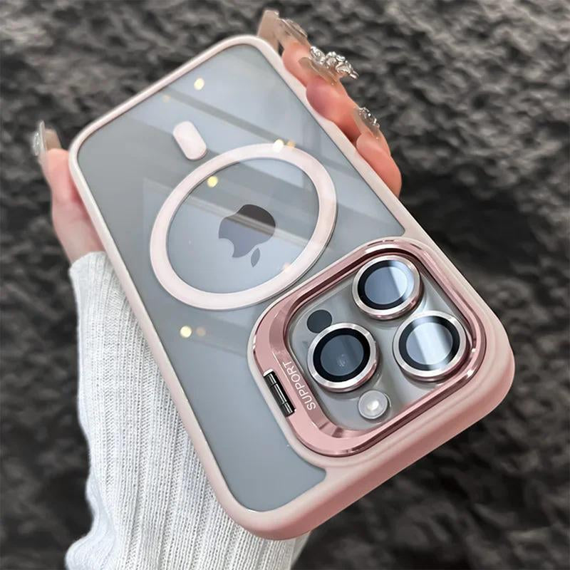 Clear Magnetic Case for Iphone 16 Pro Max 15 14 13 12 Pro Max with Camera Kickstand Compatible with Magsafe Military-Shockproof Protective Back Cover Drop Protection