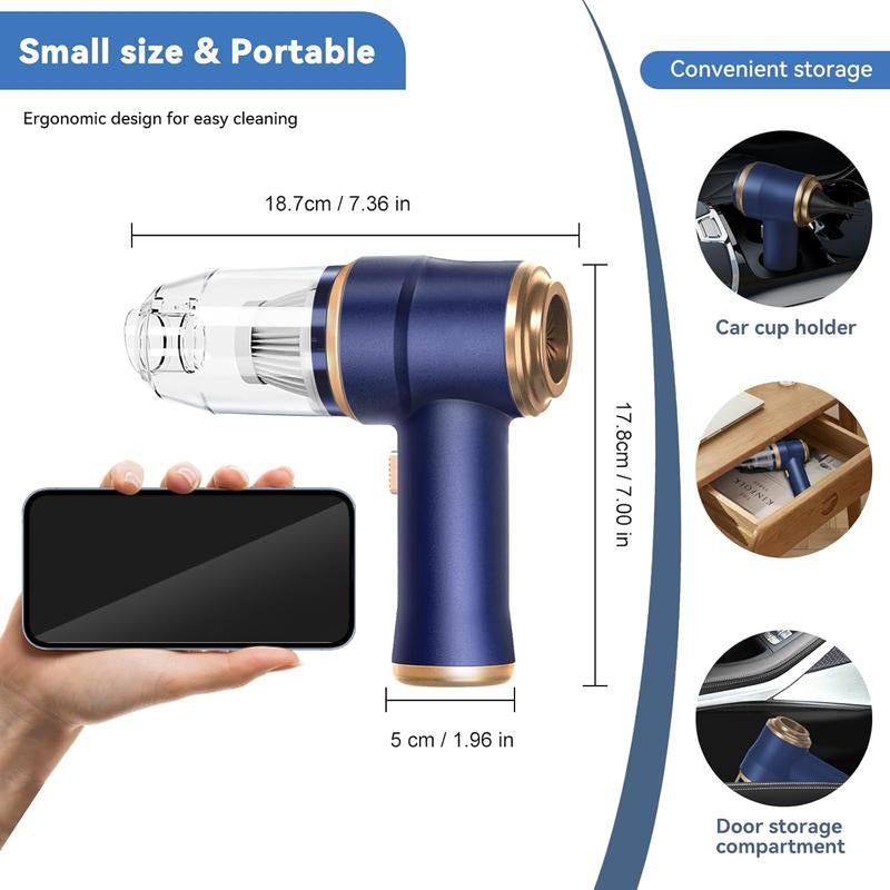 BELBUY Handheld Car Vacuum Cleaner, 1900Opa Vacuumcleaner and Air Gun, 120W High-Power Wireless Handheldcar Vacuum Cleaner, Equipped with Two Filters and Multiplenozzles,Suitable for Cars, Homes, Offices, and Pets.