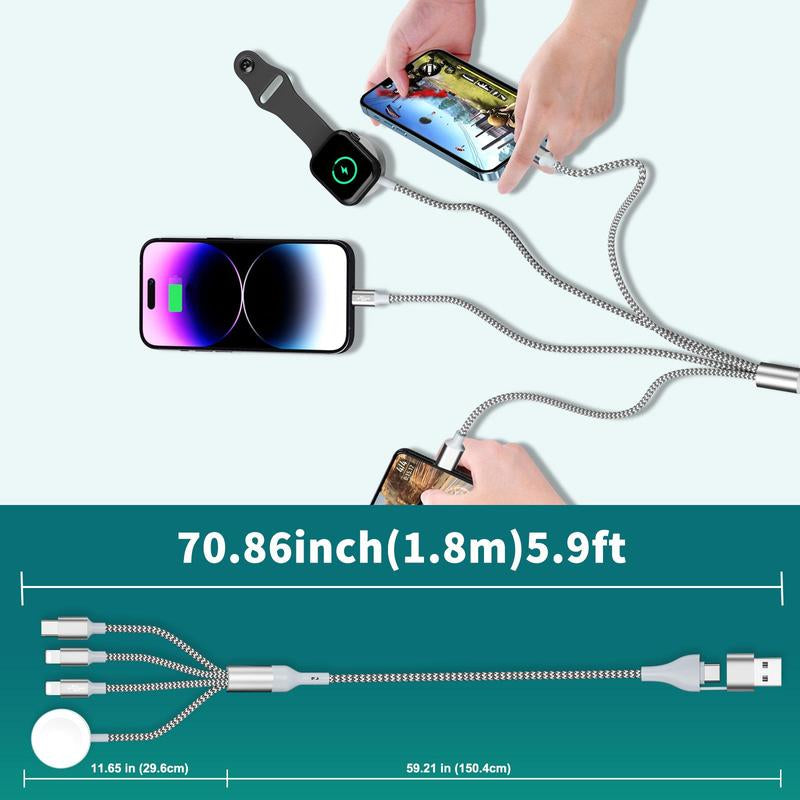 6 in 1 Charging Cable, Nylon Braided Charging Cable, Multifunctional Charging Cable, Phone Accessories