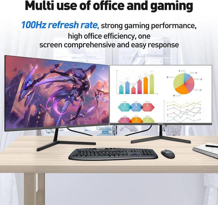 Sansui 22/24/27 Inch 75Hz/75Hz/100Hz IPS FHD DP/HDMI/VGA Monitors for Working and Gaming(Hdmi Cable Included)
