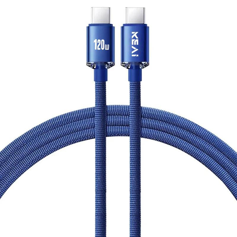 120W 6A Type-C to Type-C Fast Charging Data Cable, 1 Count Nylon Braided PD Cable, Phone Data Cable Compatible with Smartphone, Typec Fast Charging