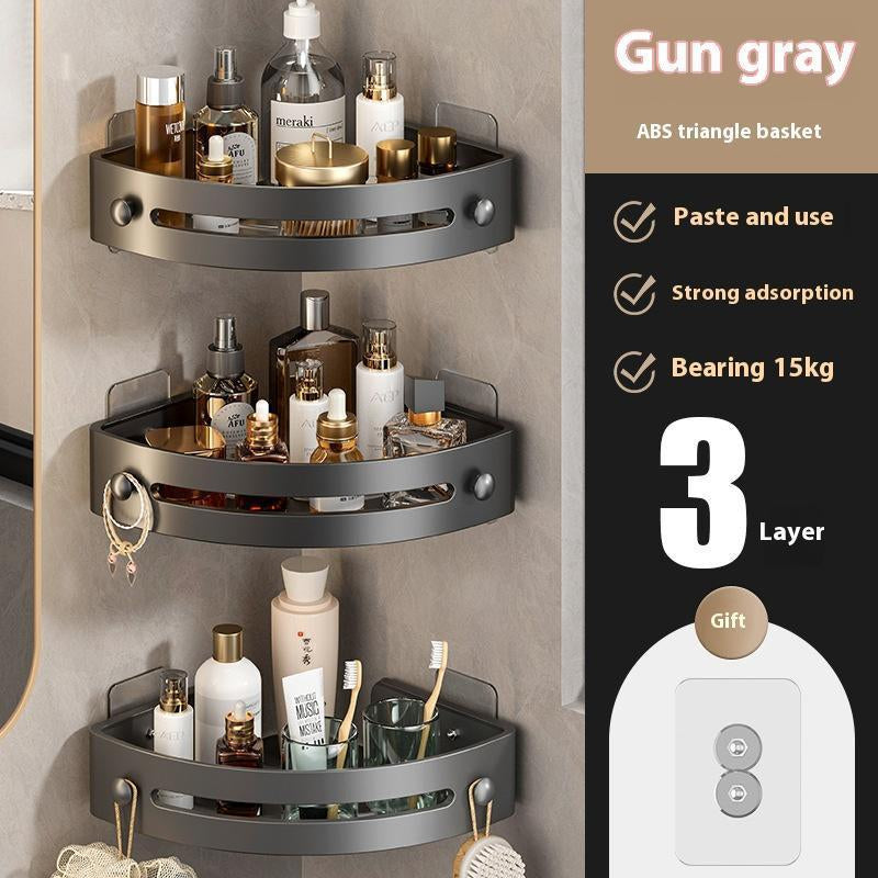 3-Pack Plastic Black Triangle Shower Caddy, 3-Tier Corner Shelves Shower Storage Rack, Drill Free Wall Mountshower Organizer, 40Lbs Load Capacity Bathroomaccessories Towels Hook Toiletries