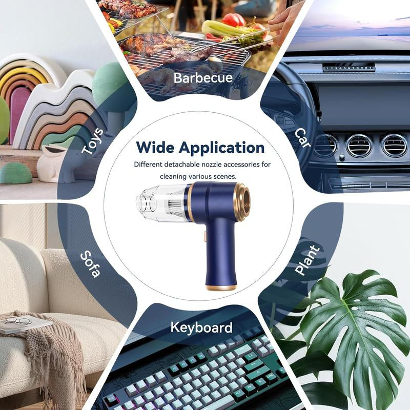 BELBUY Handheld Car Vacuum Cleaner, 1900Opa Vacuumcleaner and Air Gun, 120W High-Power Wireless Handheldcar Vacuum Cleaner, Equipped with Two Filters and Multiplenozzles,Suitable for Cars, Homes, Offices, and Pets.