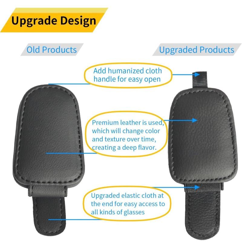 Sunglasses Holders for Car Visor - Magnetic Leather
