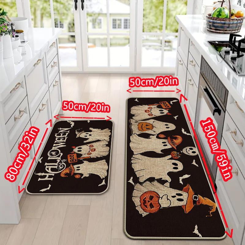 Halloween Themed Kitchen Mat Set, 2 Counts/Set Non-Slip Soft Floor Mat, Halloween Rug Set, Decorative Carpet for Home Kitchen Living Room Bedroom