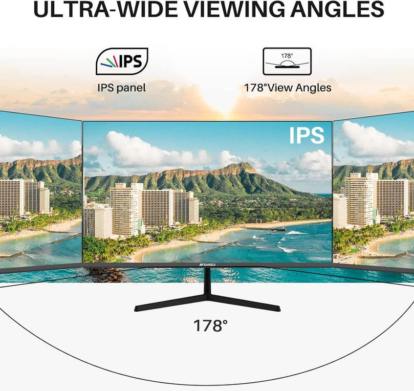 Sansui 22/24/27 Inch 75Hz/75Hz/100Hz IPS FHD DP/HDMI/VGA Monitors for Working and Gaming(Hdmi Cable Included)