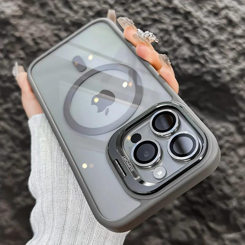Clear Magnetic Case for Iphone 16 Pro Max 15 14 13 12 Pro Max with Camera Kickstand Compatible with Magsafe Military-Shockproof Protective Back Cover Drop Protection