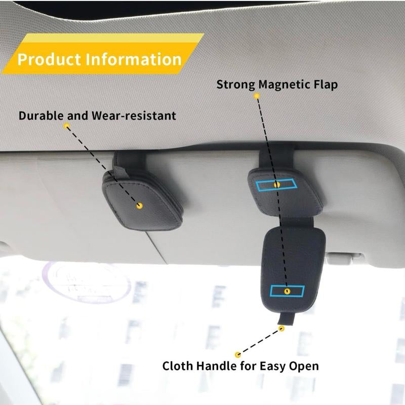 Sunglasses Holders for Car Visor - Magnetic Leather