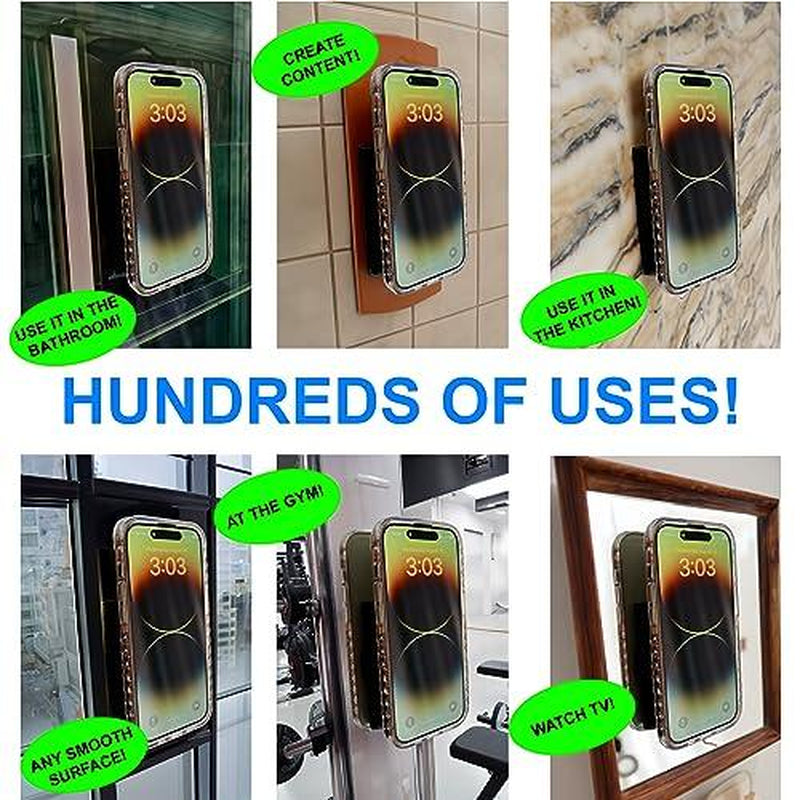 WALLIT! | Silicone Suction Phone Mount Wallet, Silicon Adhesive Phone Accessory for Iphone and Android, Hands-Free Mirror Shower Phone Holder, Tiktok Videos and Selfies and Hard Case Card Holder WHITE