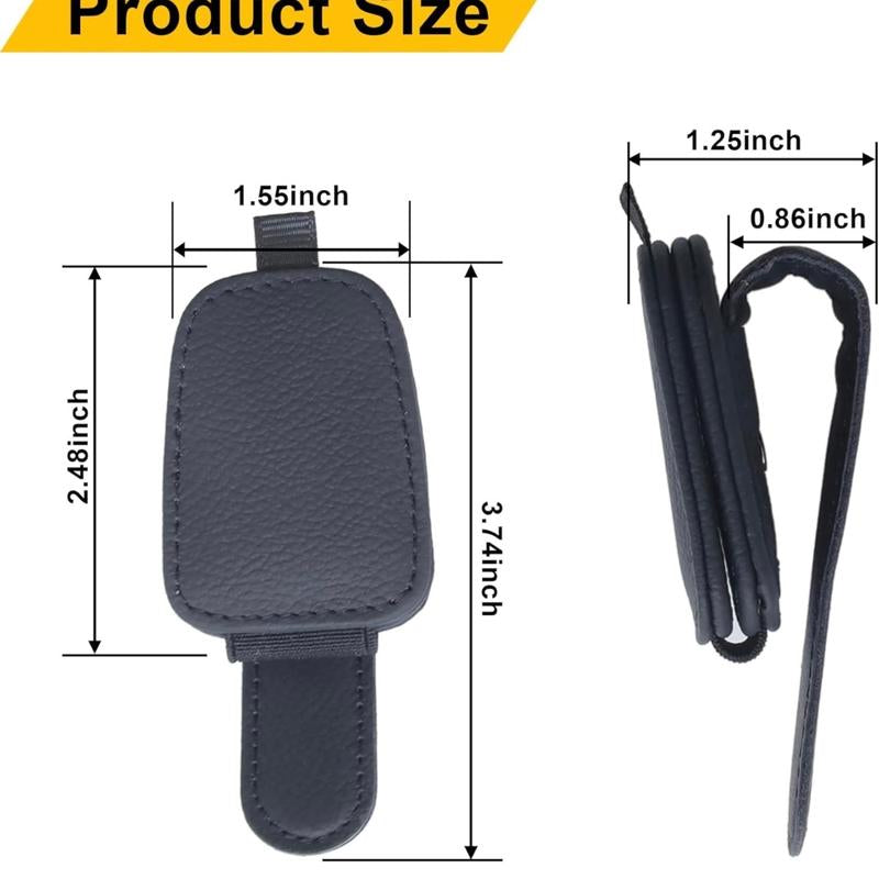 Sunglasses Holders for Car Visor - Magnetic Leather