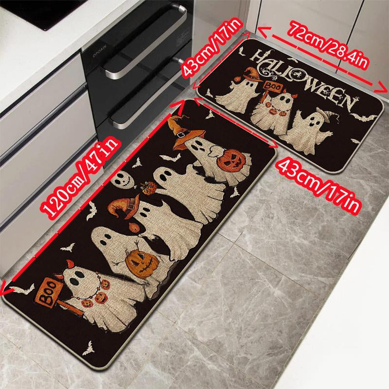Halloween Themed Kitchen Mat Set, 2 Counts/Set Non-Slip Soft Floor Mat, Halloween Rug Set, Decorative Carpet for Home Kitchen Living Room Bedroom