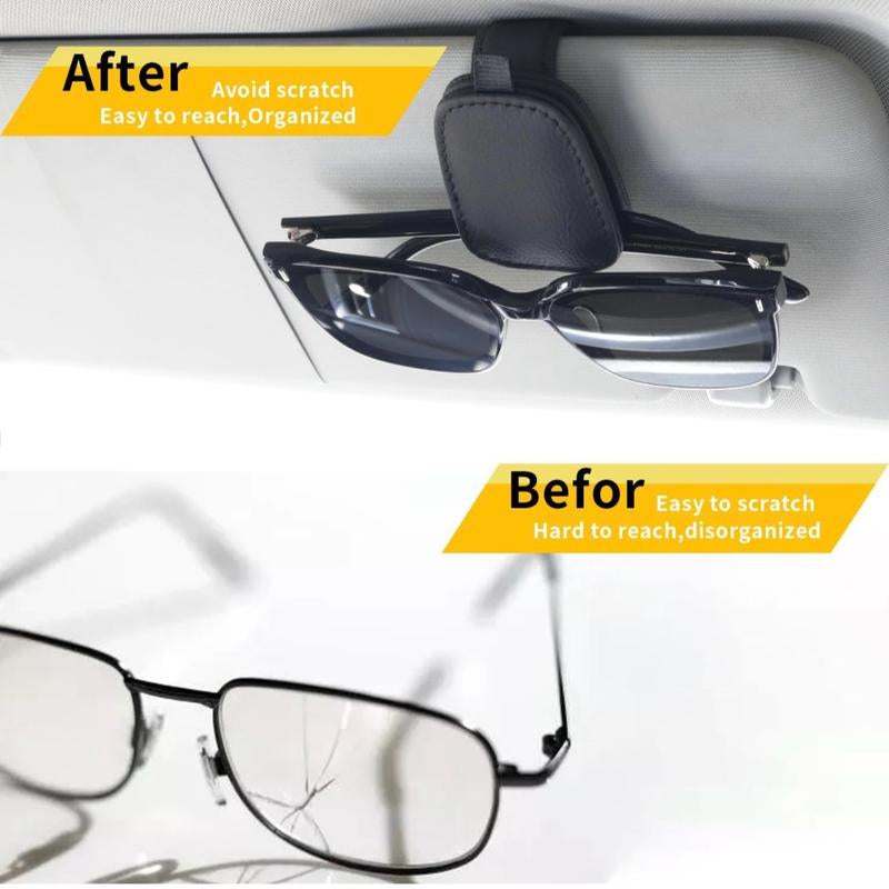 Sunglasses Holders for Car Visor - Magnetic Leather
