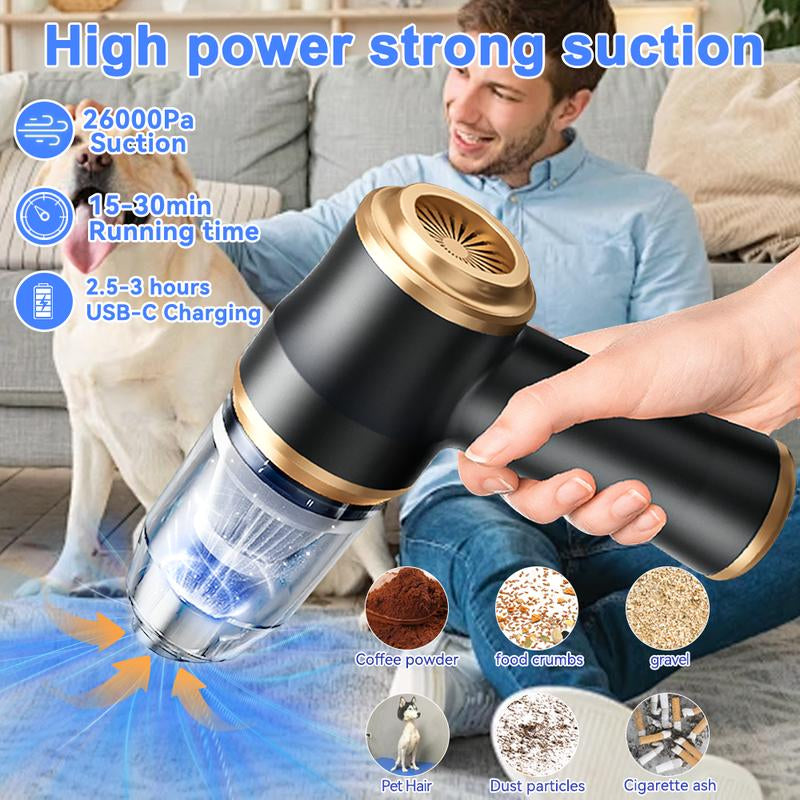 BELBUY Handheld Car Vacuum Cleaner, 1900Opa Vacuumcleaner and Air Gun, 120W High-Power Wireless Handheldcar Vacuum Cleaner, Equipped with Two Filters and Multiplenozzles,Suitable for Cars, Homes, Offices, and Pets.