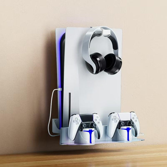 PS5 Wall Mount Kit with Charger Station,Ps5 Pro and PS5 Digital Edition Slim&Normal Version,Charging Station with RGB Light,Playstation5 Accessory Smartphone Wireless Controller Rechargeable Console Retro Game Stick Headphone Storage Wearable Personalized