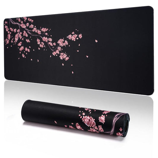 Cherry Blossom Pattern Gaming Keyboard Mouse Pad, 1 Count Extended Keyboard Mouse Pad for Gaming, Fun Desktop Accessories, Non-Slip Mouse Mat, Folding Washable Desk Mat with Non-Slip Base for Work Gaming Home Office Accessories
