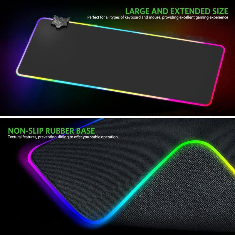 Gaming Mouse Pad with 14 Lighting Modes, Large Size RGB Lighting Gaming Mouse Pad, Gaming Game Table Mat, Non-Slip Desk Mat for Home Office Game Room Use