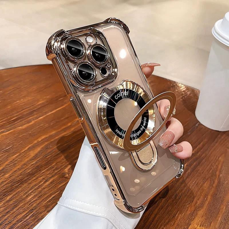For Iphone 16 15 14 13 Iphone 16 Pro Max 15 Pro Max 14 Pro Max with a Magnetic Bracket and Is Equipped with Airbag Anti-Drop Protection at the Four Corners.