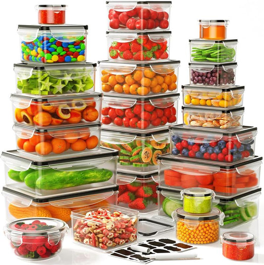 40 PCS Airtight Food Storage Containers Set (20 Containers + 20 Lids), Leakproof, Reusable, Microwave & Dishwasher Safe, with Labels & Pen