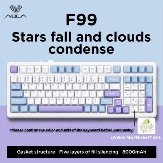 AULA F99 Wireless Keyboard, 3 Modes 2.4G Wireless Bluetooth-Compatible Mechanical Gaming Keyboard, RGB Backlight Keyboard for Office Gaming
