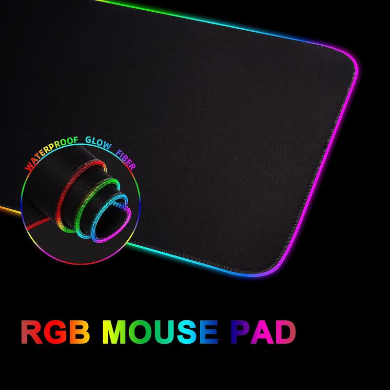 Gaming Mouse Pad with 14 Lighting Modes, Large Size RGB Lighting Gaming Mouse Pad, Gaming Game Table Mat, Non-Slip Desk Mat for Home Office Game Room Use