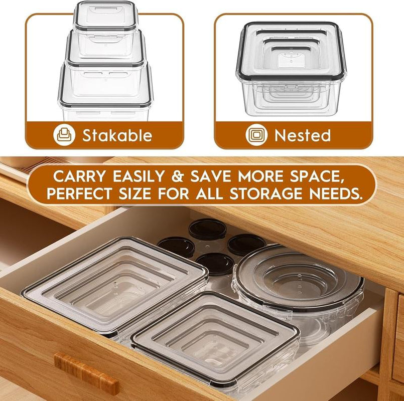 40 PCS Airtight Food Storage Containers Set (20 Containers + 20 Lids), Leakproof, Reusable, Microwave & Dishwasher Safe, with Labels & Pen