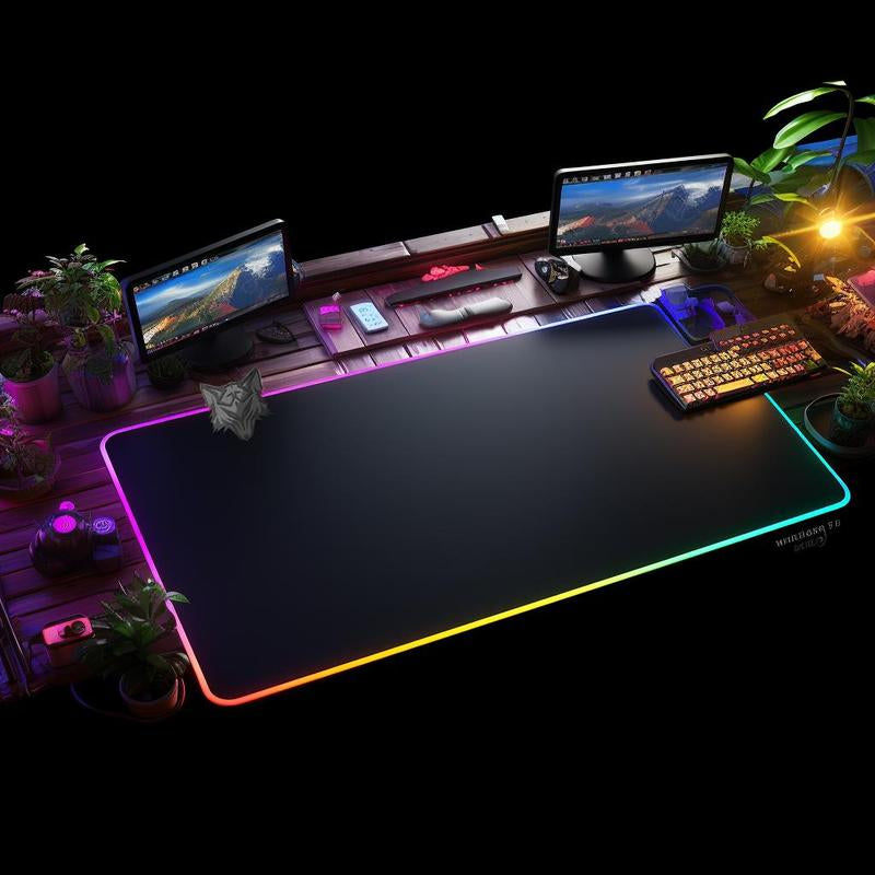 Gaming Mouse Pad with 14 Lighting Modes, Large Size RGB Lighting Gaming Mouse Pad, Gaming Game Table Mat, Non-Slip Desk Mat for Home Office Game Room Use